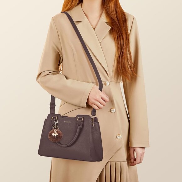 Women Coffee PU leather Top-Handle Waterproof Anti Theft Leather Purses Handbag - Picture 3 of 7